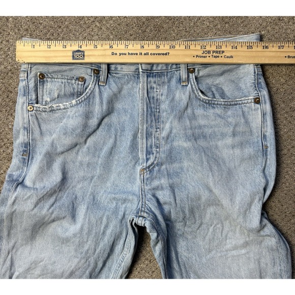 AGOLDE Riley Jeans Womens 29 High Rise Straight Distressed Light Blue Wash Denim - Picture 6 of 9